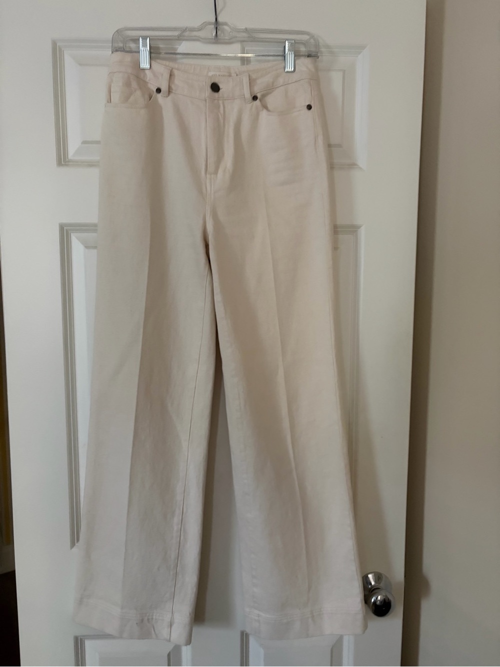ANN MASHBURN Cream Wide-Leg Jeans
